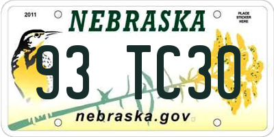 NE license plate 93TC30