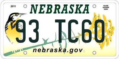 NE license plate 93TC60