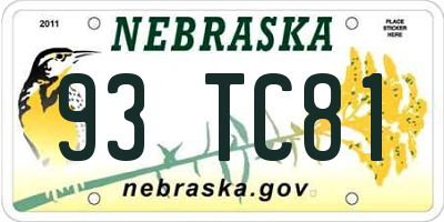 NE license plate 93TC81