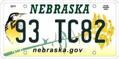 NE license plate 93TC82