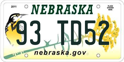 NE license plate 93TD52