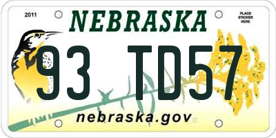 NE license plate 93TD57