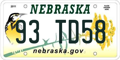 NE license plate 93TD58