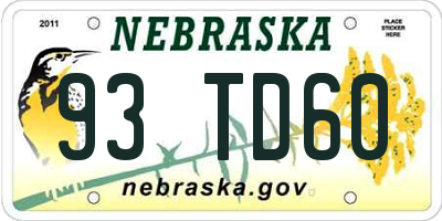 NE license plate 93TD60