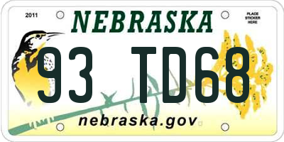 NE license plate 93TD68