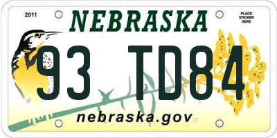 NE license plate 93TD84