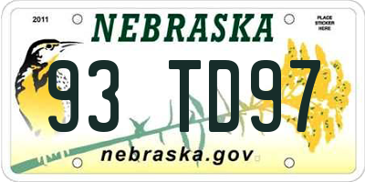 NE license plate 93TD97
