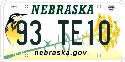 NE license plate 93TE10