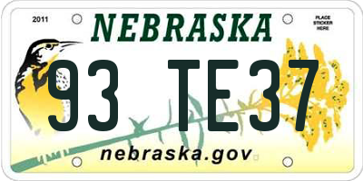 NE license plate 93TE37