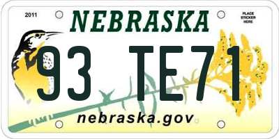 NE license plate 93TE71