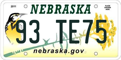 NE license plate 93TE75