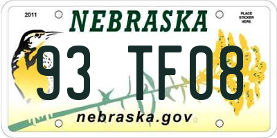 NE license plate 93TF08