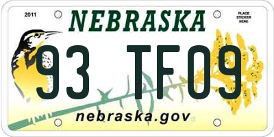 NE license plate 93TF09