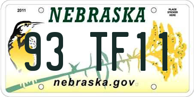 NE license plate 93TF11