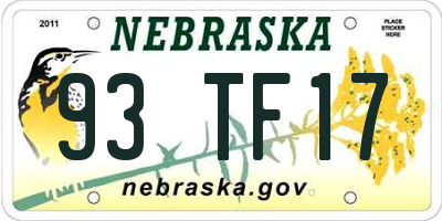 NE license plate 93TF17