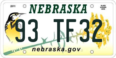 NE license plate 93TF32