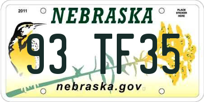 NE license plate 93TF35