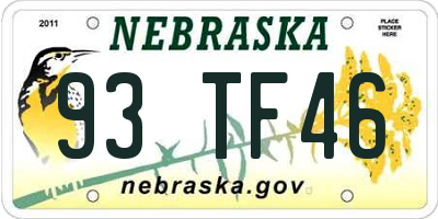 NE license plate 93TF46