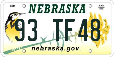 NE license plate 93TF48