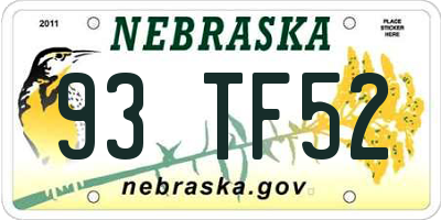 NE license plate 93TF52