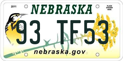 NE license plate 93TF53