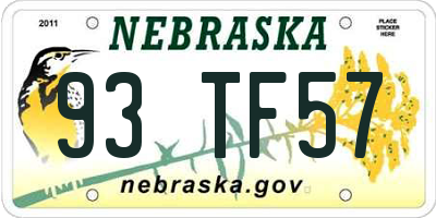 NE license plate 93TF57