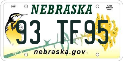 NE license plate 93TF95