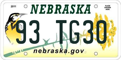 NE license plate 93TG30