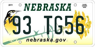 NE license plate 93TG56
