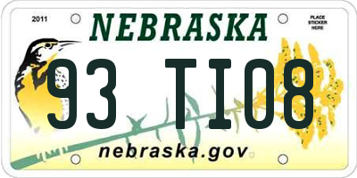 NE license plate 93TI08