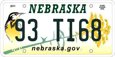 NE license plate 93TI68