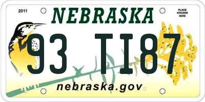 NE license plate 93TI87