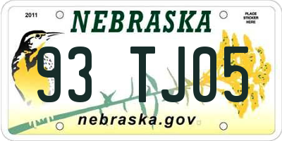 NE license plate 93TJ05