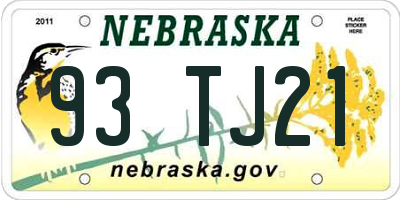 NE license plate 93TJ21