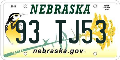 NE license plate 93TJ53