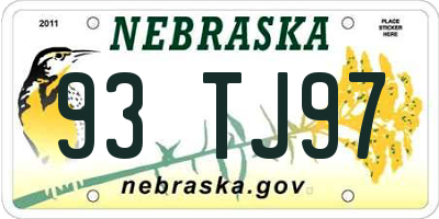 NE license plate 93TJ97