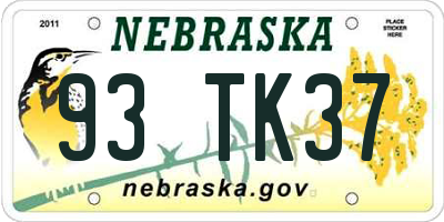 NE license plate 93TK37