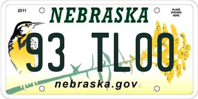 NE license plate 93TL00