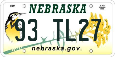 NE license plate 93TL27