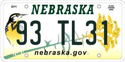 NE license plate 93TL31