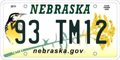 NE license plate 93TM12