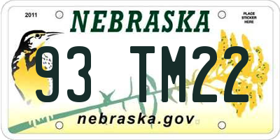 NE license plate 93TM22