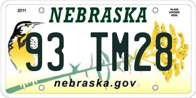 NE license plate 93TM28