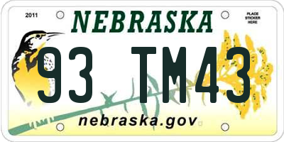 NE license plate 93TM43