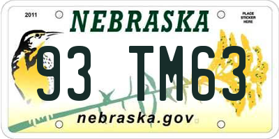 NE license plate 93TM63
