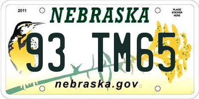 NE license plate 93TM65