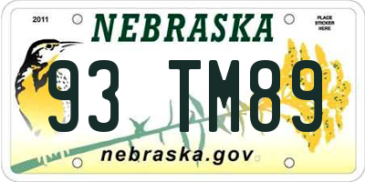 NE license plate 93TM89