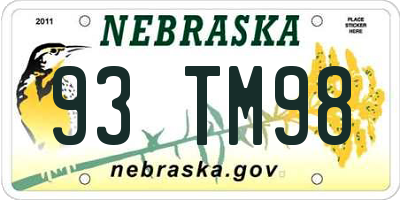 NE license plate 93TM98