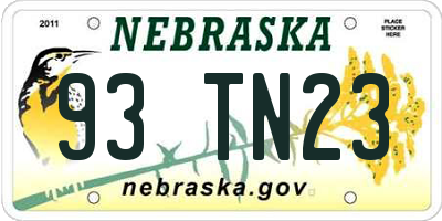 NE license plate 93TN23