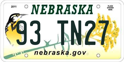 NE license plate 93TN27